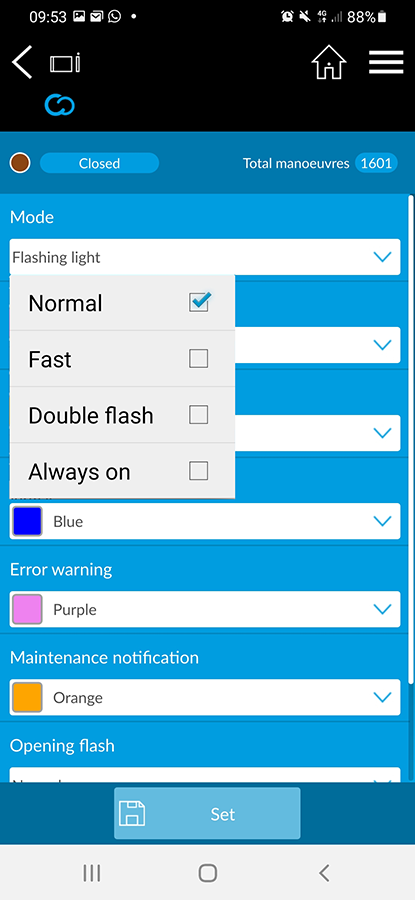 Came KRX FLASHING SETTINGS